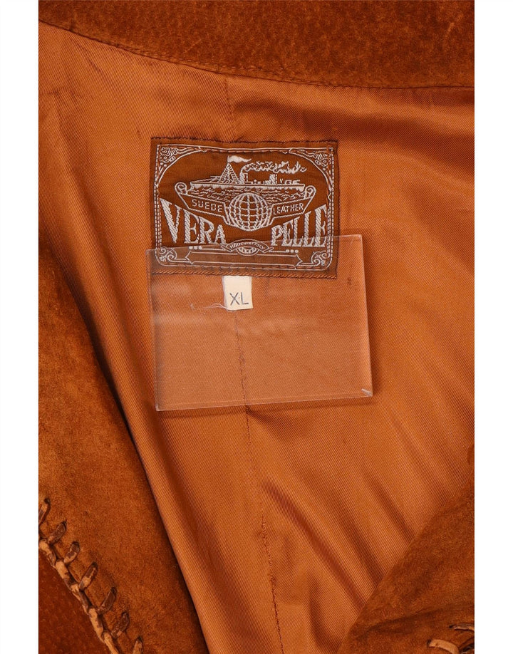 Jaqueta masculina vintage de camurça UK 42 XL couro marrom