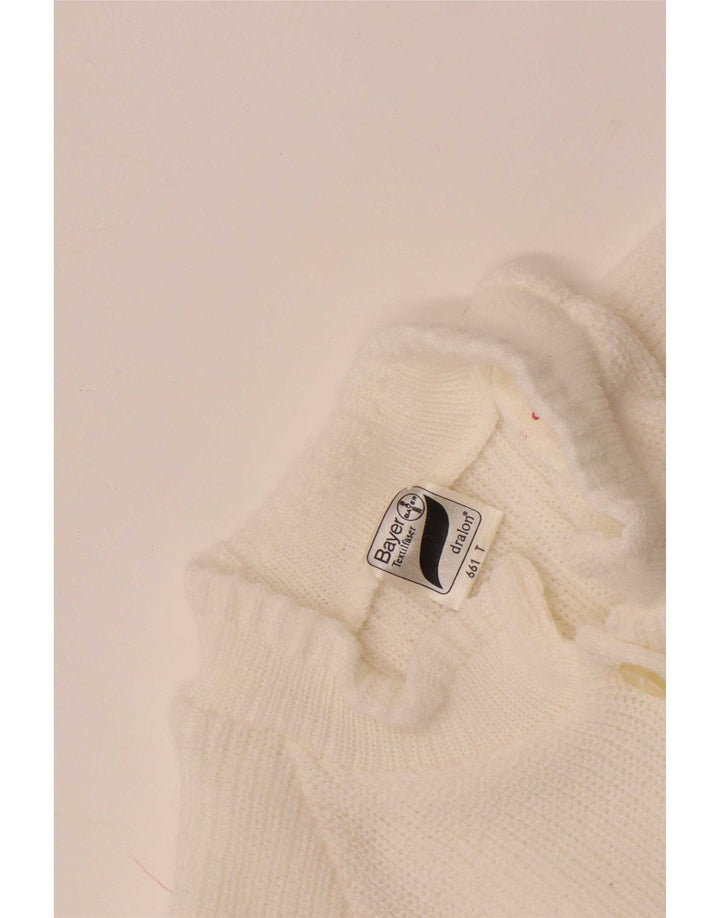 Suéter feminino Bayer Crop Cardigan UK 8 pequeno poliacrílico branco