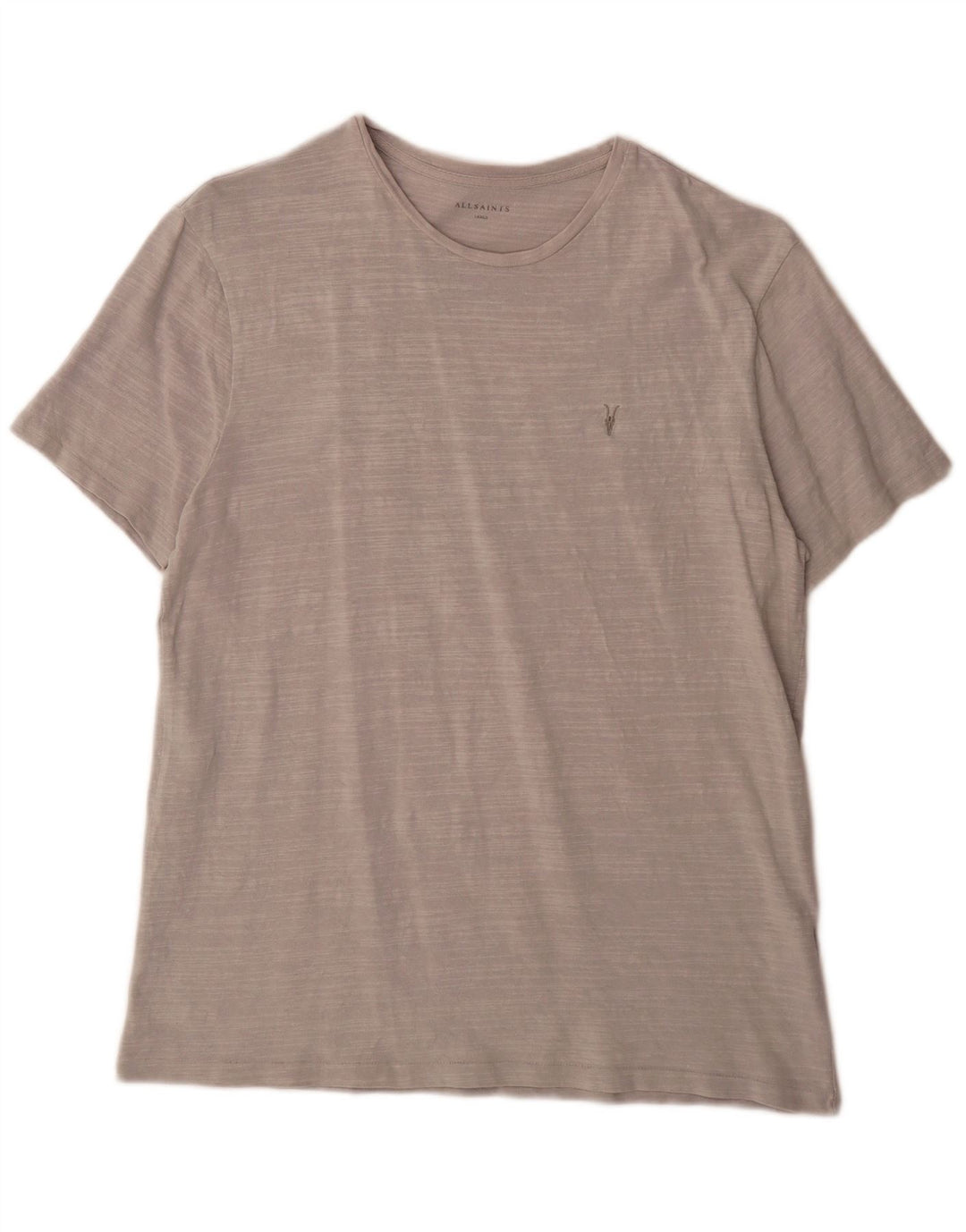 Camiseta masculina All Saints Top grande algodão manchado cinza
