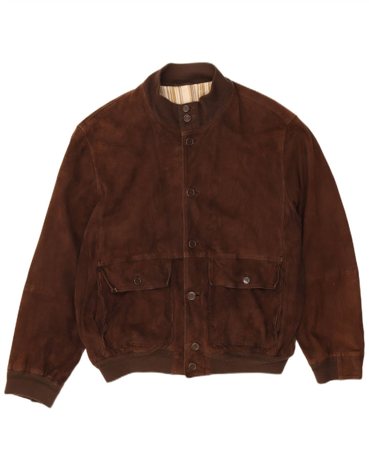 Jaqueta bomber masculina vintage de camurça EU 52 XL marrom
