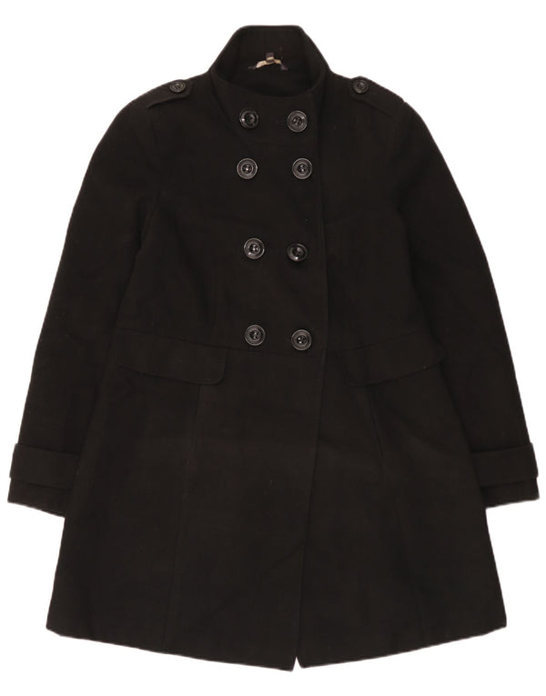 Casaco feminino Marks & Spencer com peito duplo Reino Unido 12 poliéster preto médio