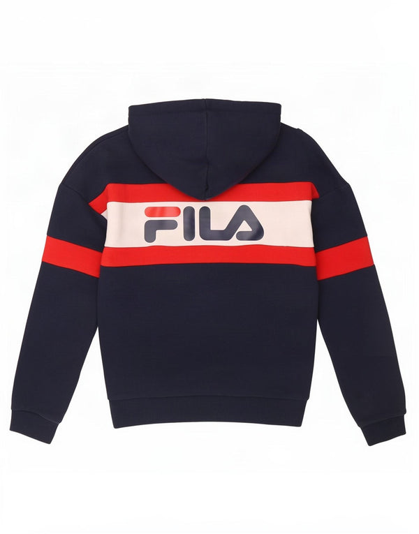 Fila feminino gráfico oversized moletom com capuz UK 6 XS azul marinho colorblock