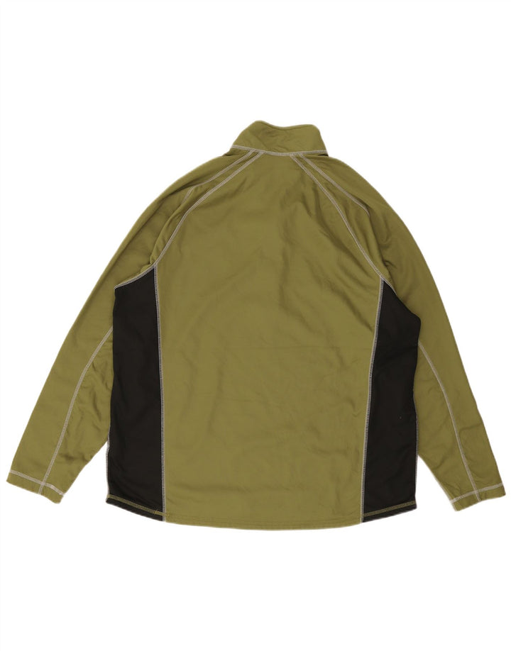 Eddie Bauer Pulôver masculino com gola e zíper, moletom XL verde colorblock