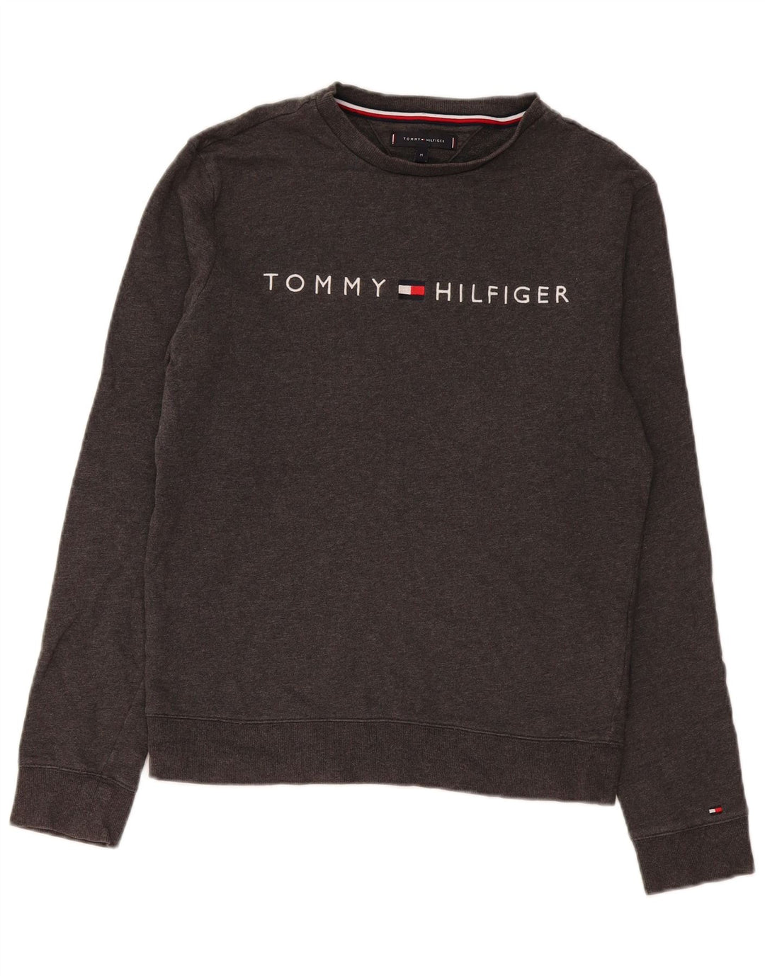 Tommy Hilfiger moletom gráfico masculino jumper médio algodão cinza