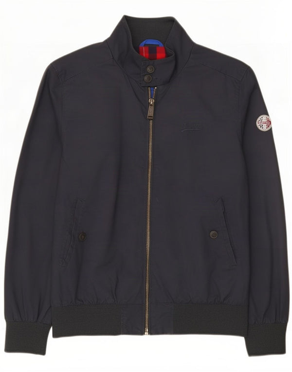 Superdry Mens Bomber Jacket UK 42 XL Navy Blue Cotton