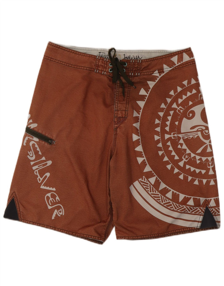 Quiksilver Shorts de natação masculino gráfico poliéster geométrico marrom médio