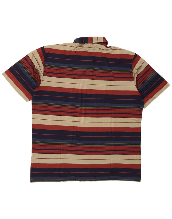 Camisa polo masculina vintage grande algodão listrado multicolorido
