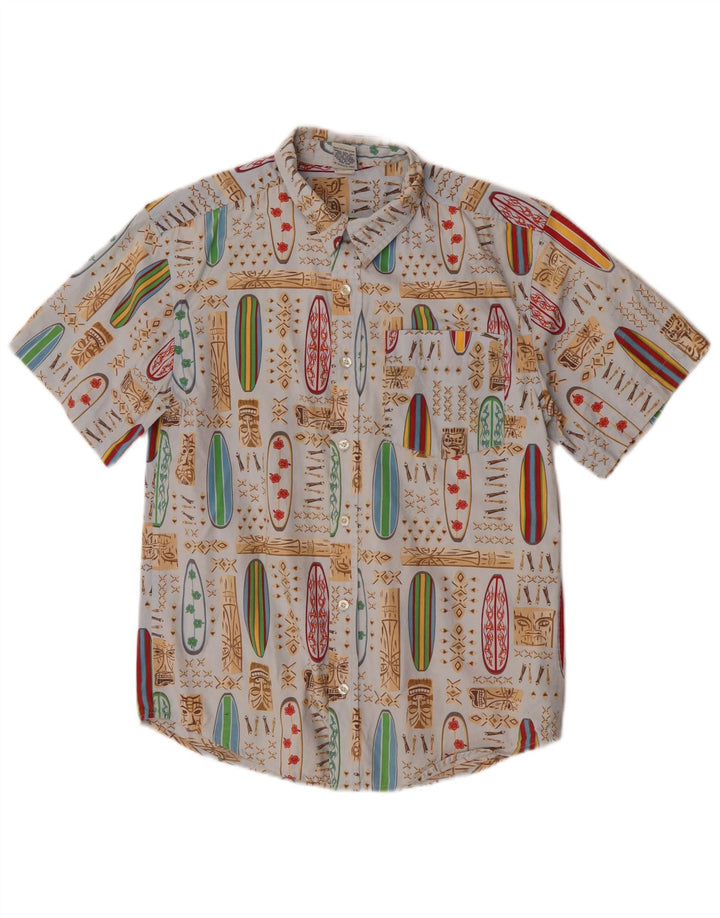 Camisa Old Navy Boys Padrão Abstrato 14-15 Anos XL Azul Havaiano
