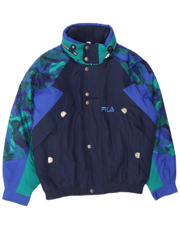 Jaqueta de esqui masculina FILA Loose Fit com capuz IT 50 Medium Navy Blue Colourblock