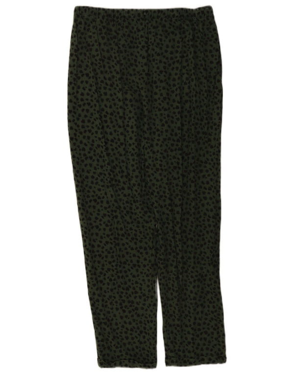 Calça feminina Marks & Spencer UK 12 médio W32 L26 verde animal print