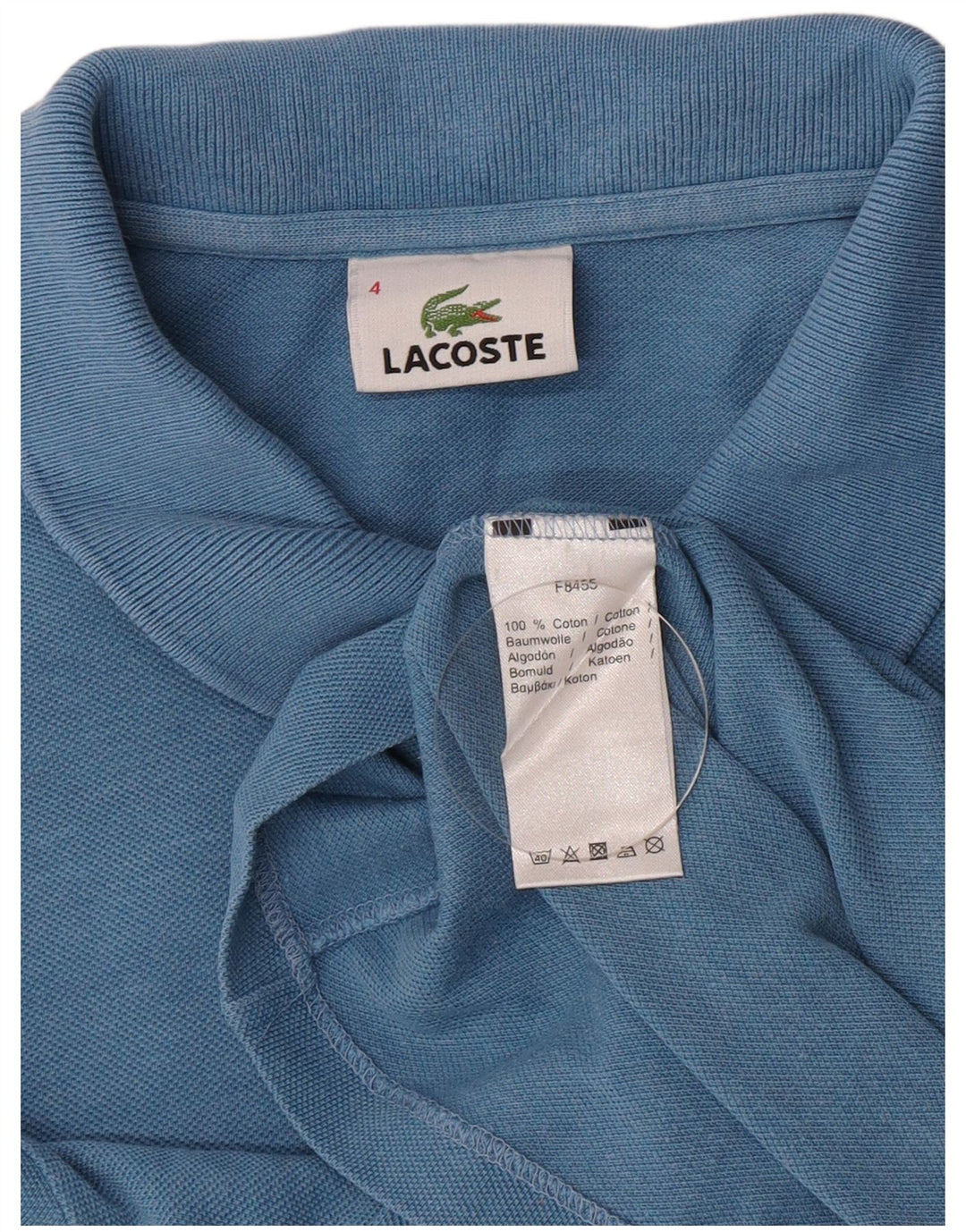 Camisa polo masculina Lacoste tamanho 4 algodão azul médio