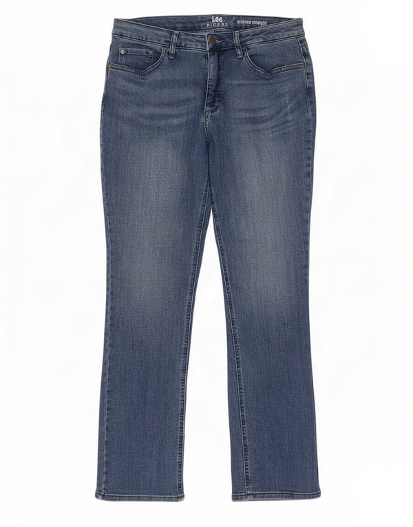 Lee Womens Riders Mid Rise Straight Jeans US 10 Grande W32 L31 Azul Algodão