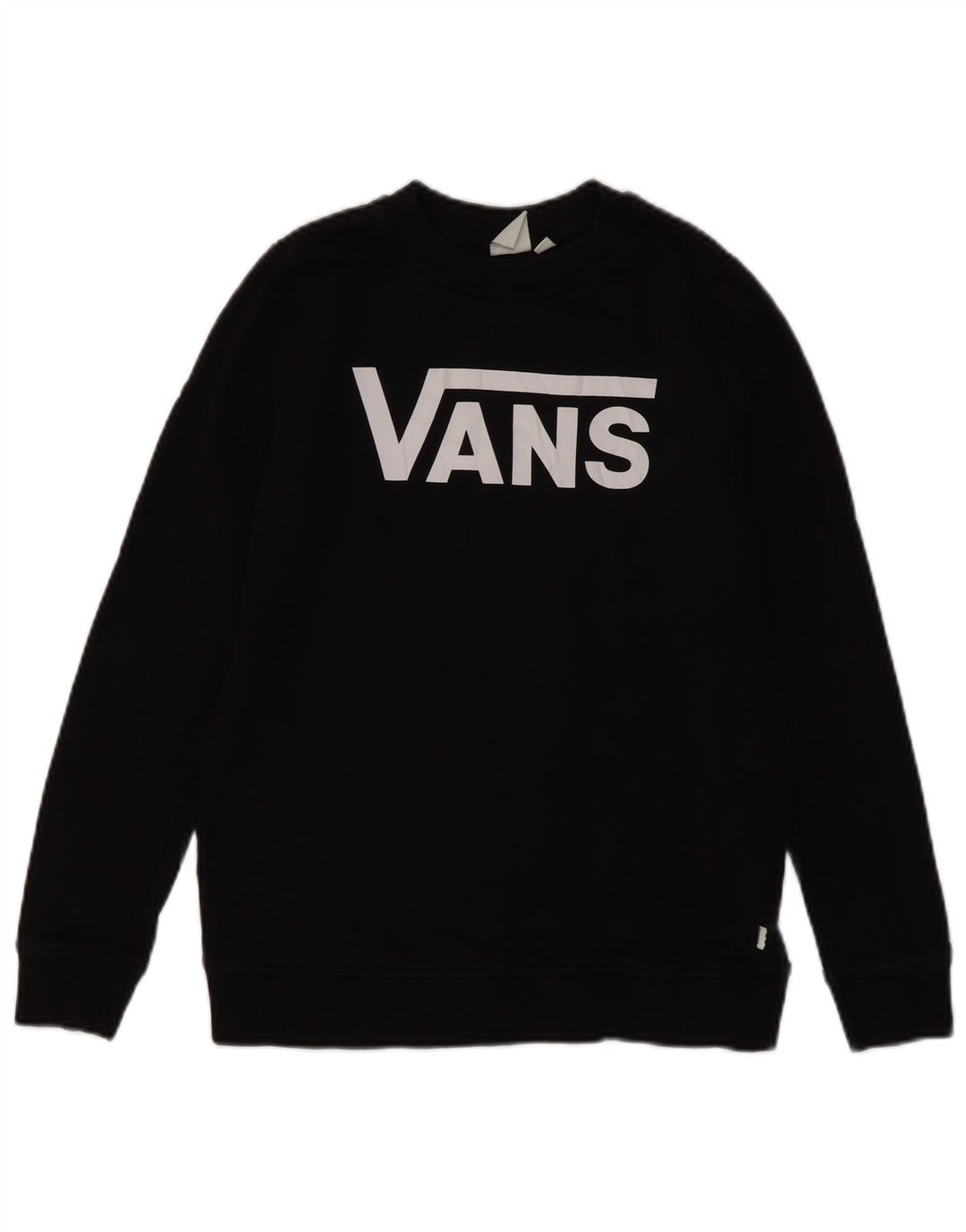 Vans feminino gráfico moletom jumper UK 10 pequeno algodão preto