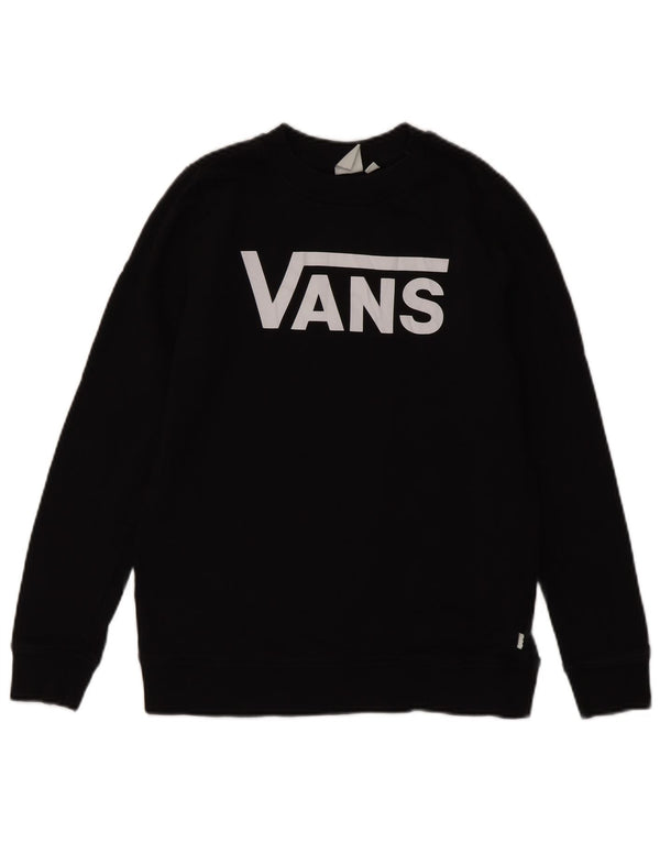 Vans feminino gráfico moletom jumper UK 10 pequeno algodão preto