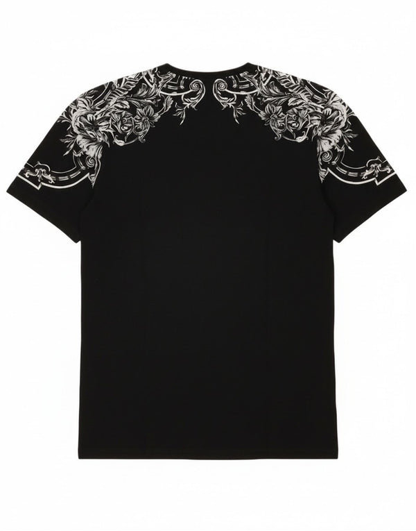 Zara Camiseta masculina gráfica Top grande preto floral