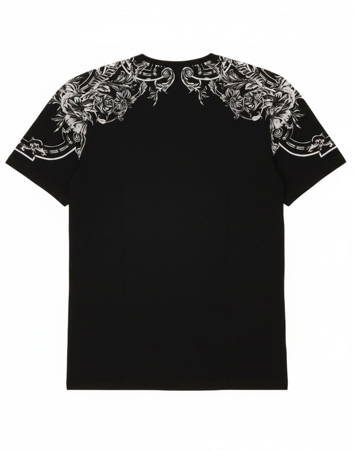 Zara Camiseta masculina gráfica Top grande preto floral