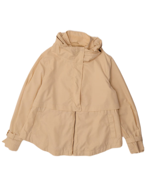 Jaqueta bomber com capuz feminino Zara Reino Unido 14 grande poliéster bege