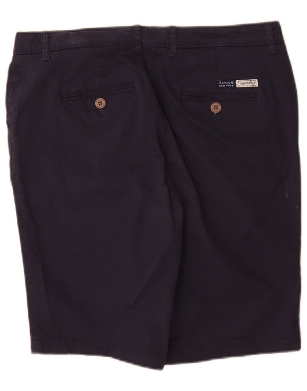 Superdry Womens Regular Chino Shorts UK 12 Médio W32 Azul Marinho Algodão