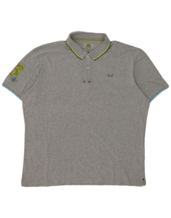 Camisa polo masculina La Martina 3XL algodão listrado cinza