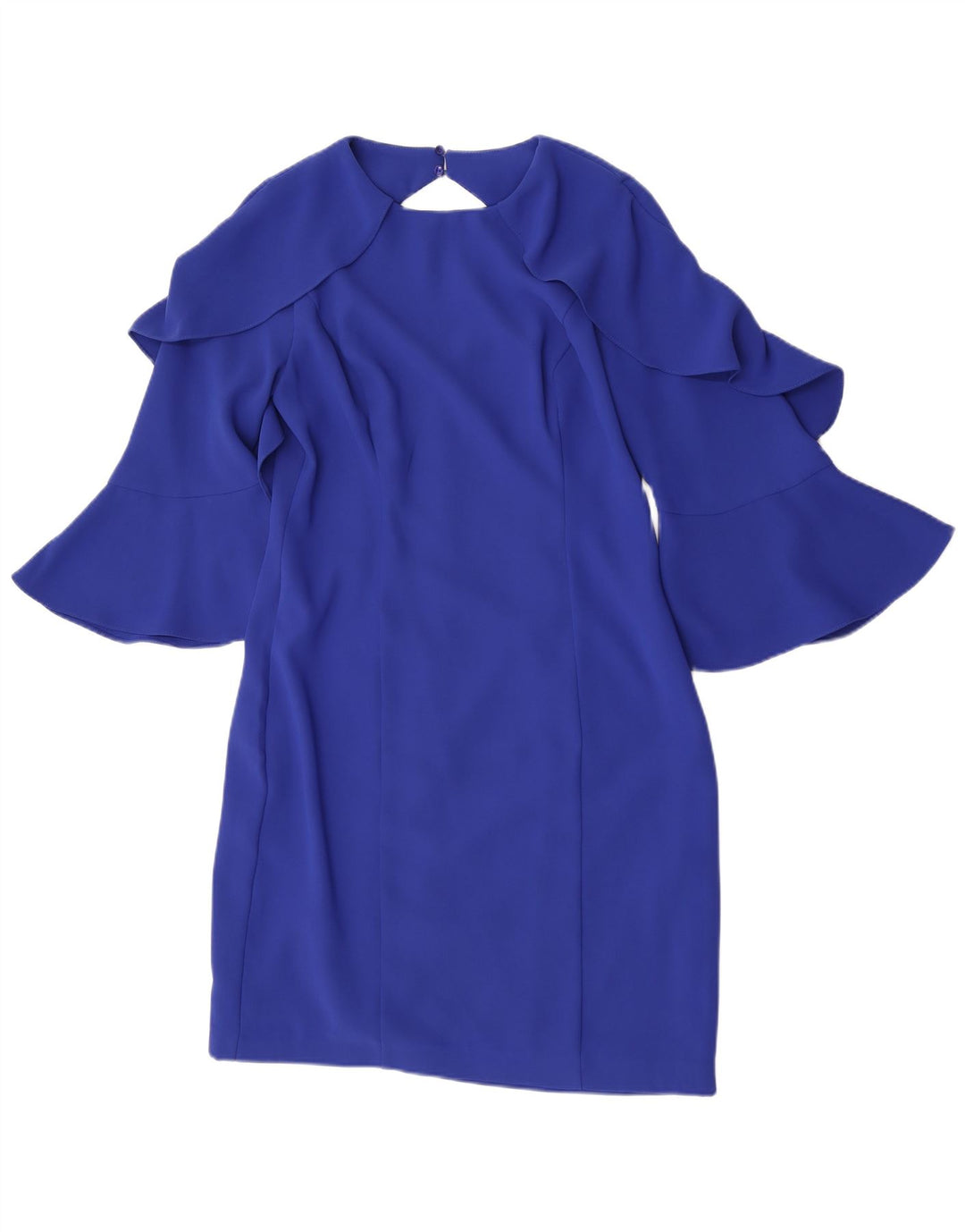 Vestido feminino Coast manga 3/4 com bainha UK 12 poliéster azul médio