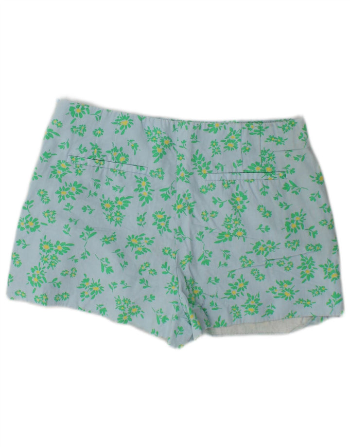 Calça quente feminina Zara grande W30 azul floral viscose