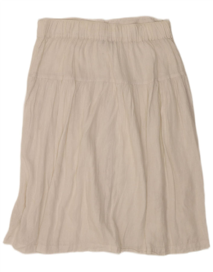 Saia feminina Marks & Spencer em linha A Reino Unido 16 grande W36 linho branco