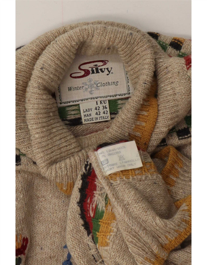 Suéter feminino Silvy com gola redonda IT 42 novidade geométrica bege médio