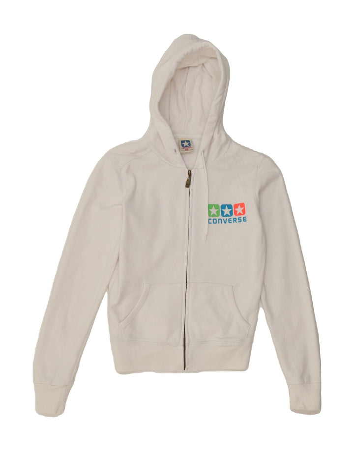 CONVERSE Womens Zip Hoodie Sweater UK 6 XS White Cotton Vintage Converse and Second-Hand Converse from Messina Hembry 