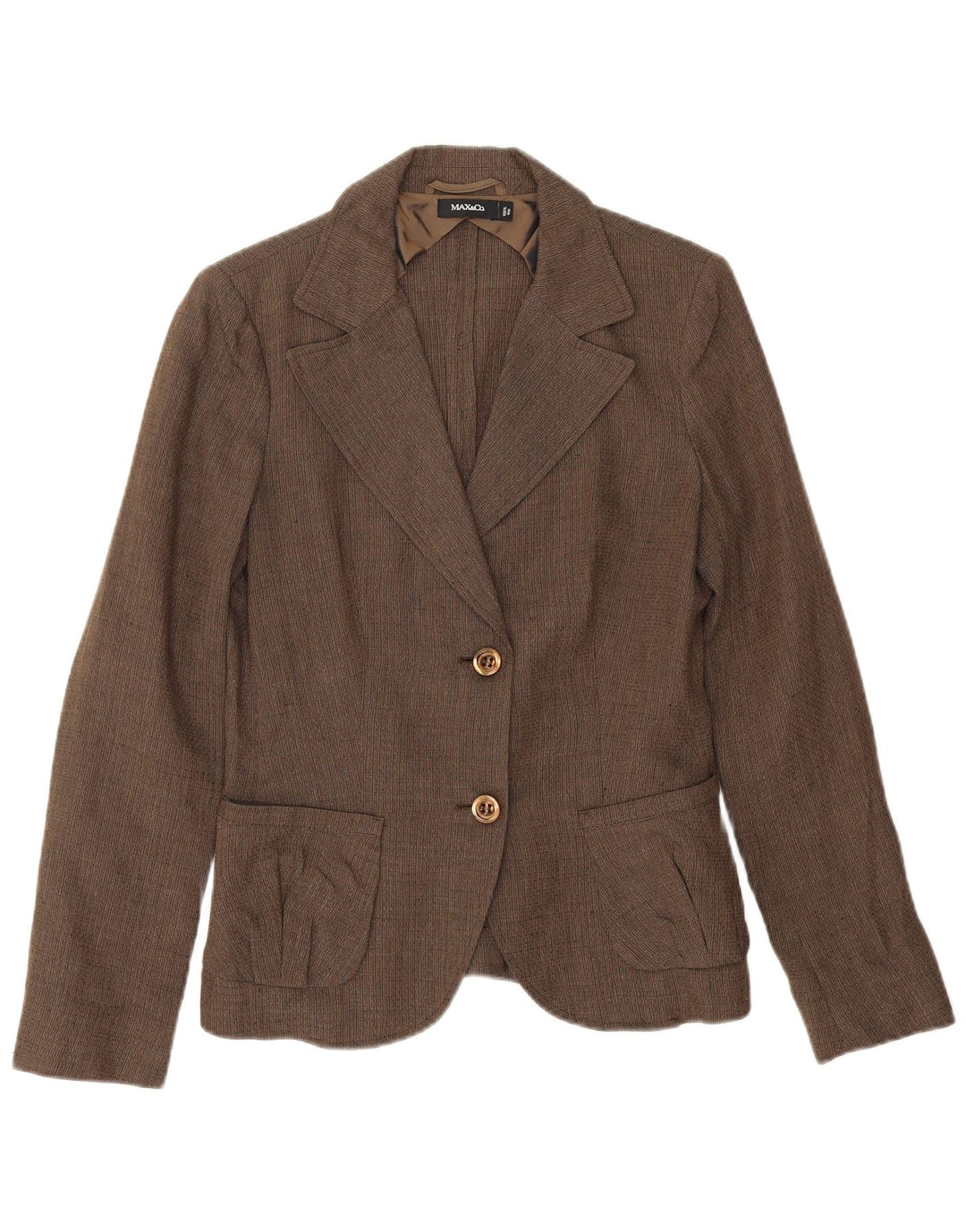Jaqueta blazer feminina de 2 botões Max & Co. Reino Unido 14 linho marrom médio