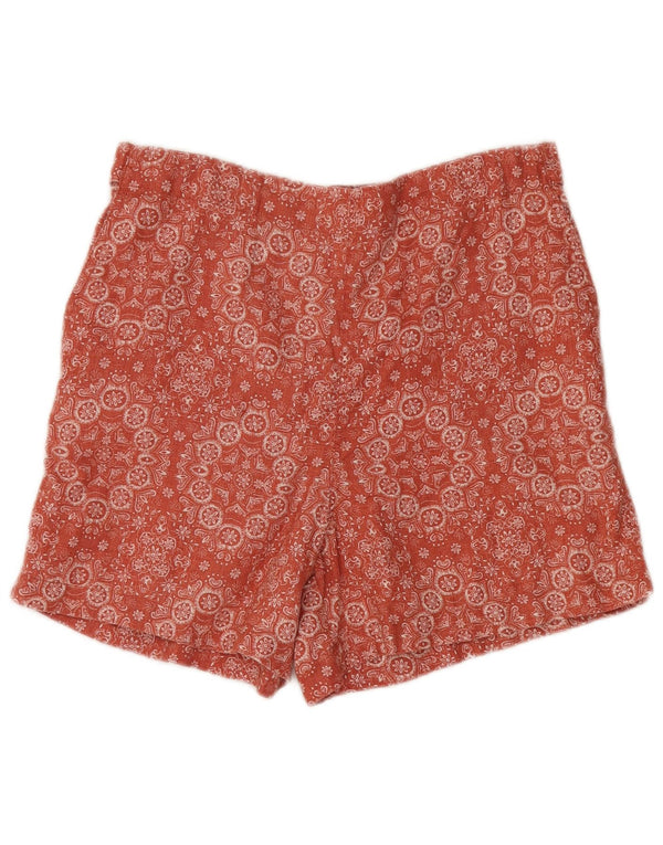 Shorts feminino de cintura alta Fat Face UK 12 médio W30 vermelho paisley linho