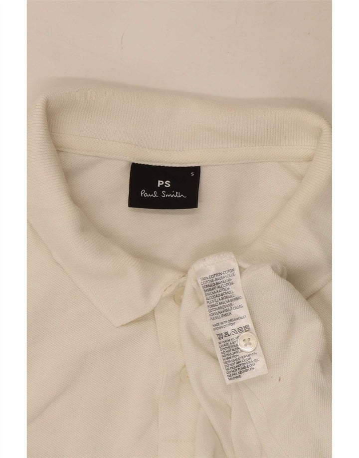 Camisa polo masculina Paul Smith pequena de algodão branco