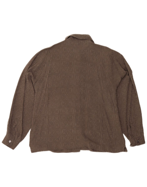 Camisa feminina Alberto Fabiani UK 14 grande cinza floral