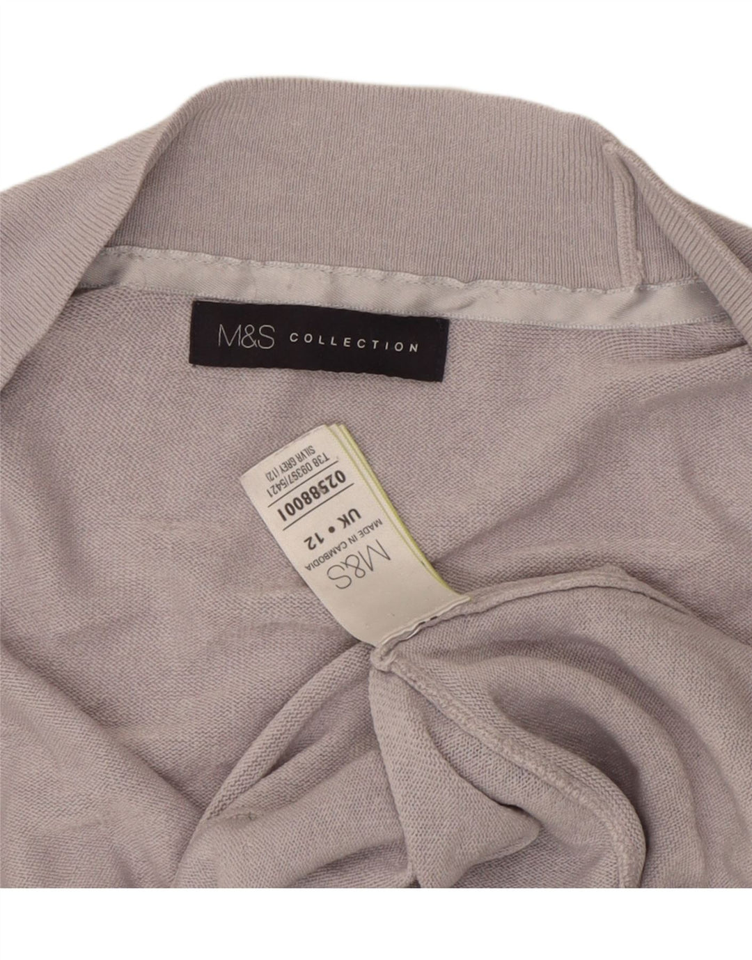 Suéter de cardigã aberto feminino Marks & Spencer Reino Unido 12 cinza médio acrílico