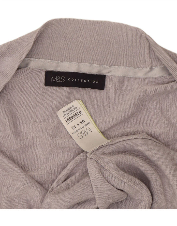 Suéter de cardigã aberto feminino Marks & Spencer Reino Unido 12 cinza médio acrílico