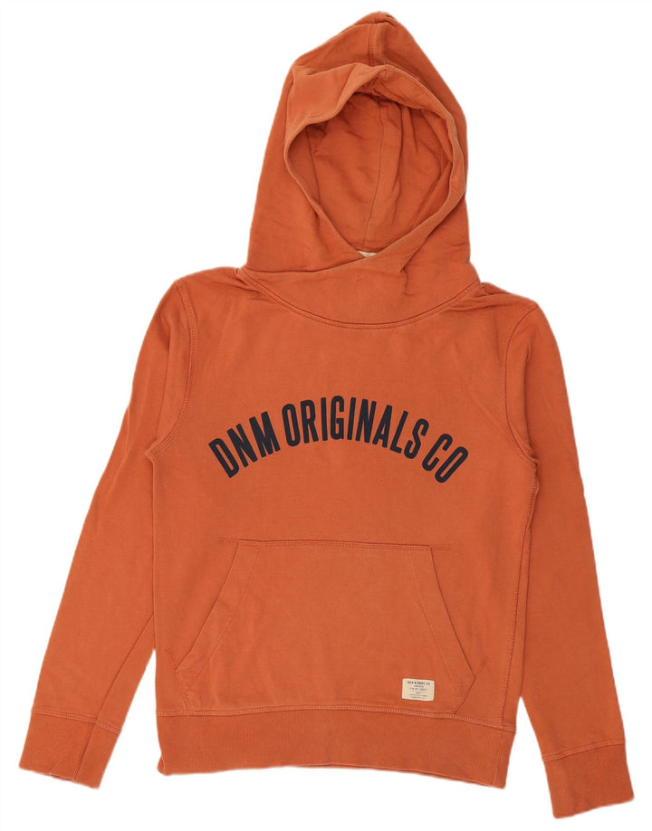 Suéter com capuz gráfico masculino JACK & JONES pequeno laranja