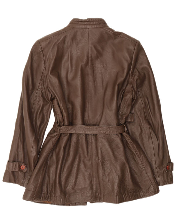 Jaqueta de couro feminina vintage IT 46 grande couro marrom