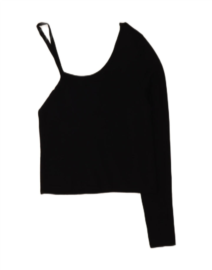 Zara Womens Crop One Ombro Top Reino Unido 8 Pequeno Preto