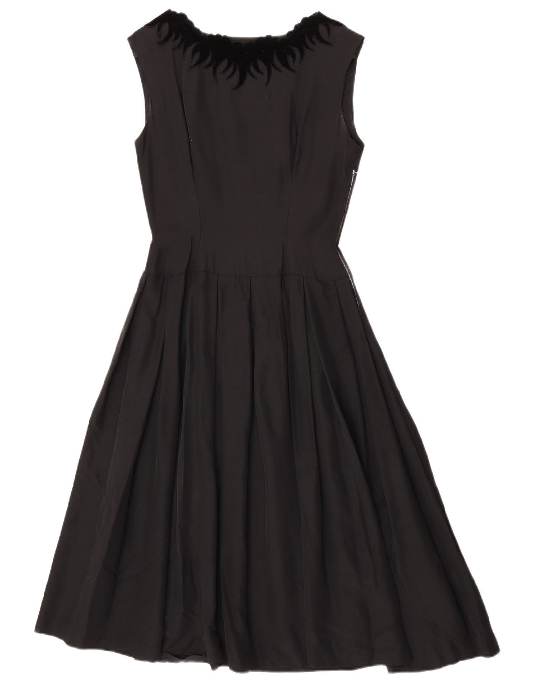 Vestido feminino vintage sem mangas evasê EU 36 pequeno preto