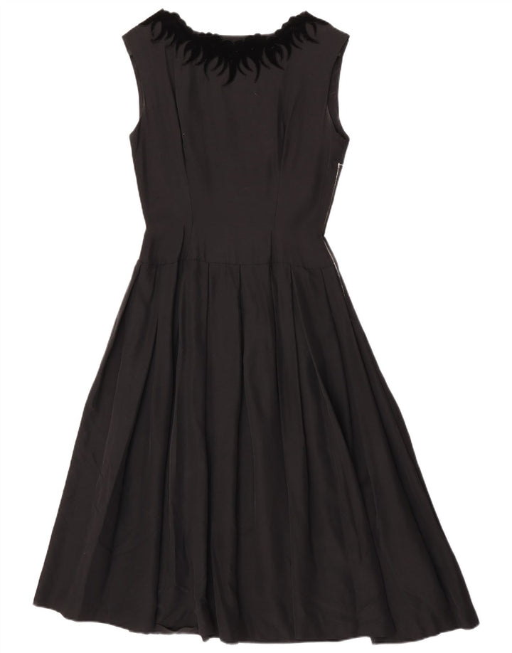 Vestido feminino vintage sem mangas evasê EU 36 pequeno preto