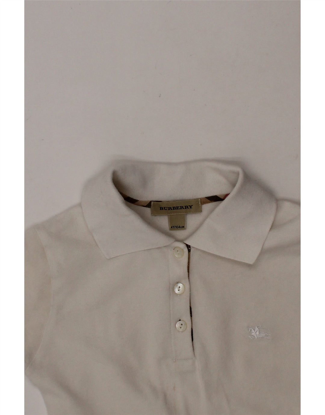BURBERRY Girls Polo Shirt 3-4 Years White Cotton Vintage Burberry and Second-Hand Burberry from Messina Hembry 
