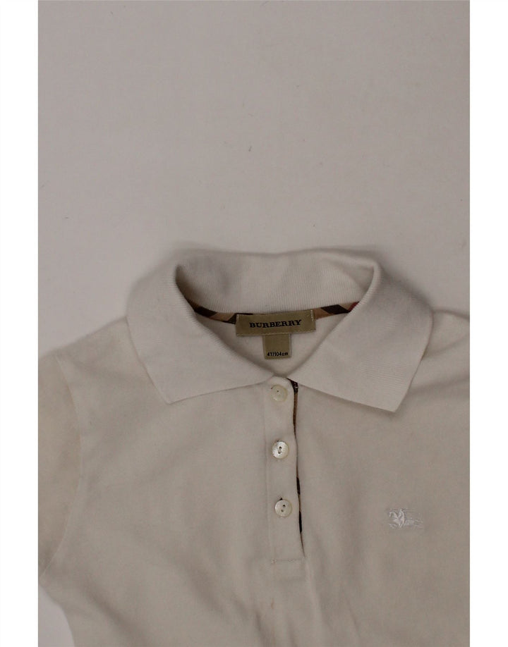 BURBERRY Girls Polo Shirt 3-4 Years White Cotton Vintage Burberry and Second-Hand Burberry from Messina Hembry 