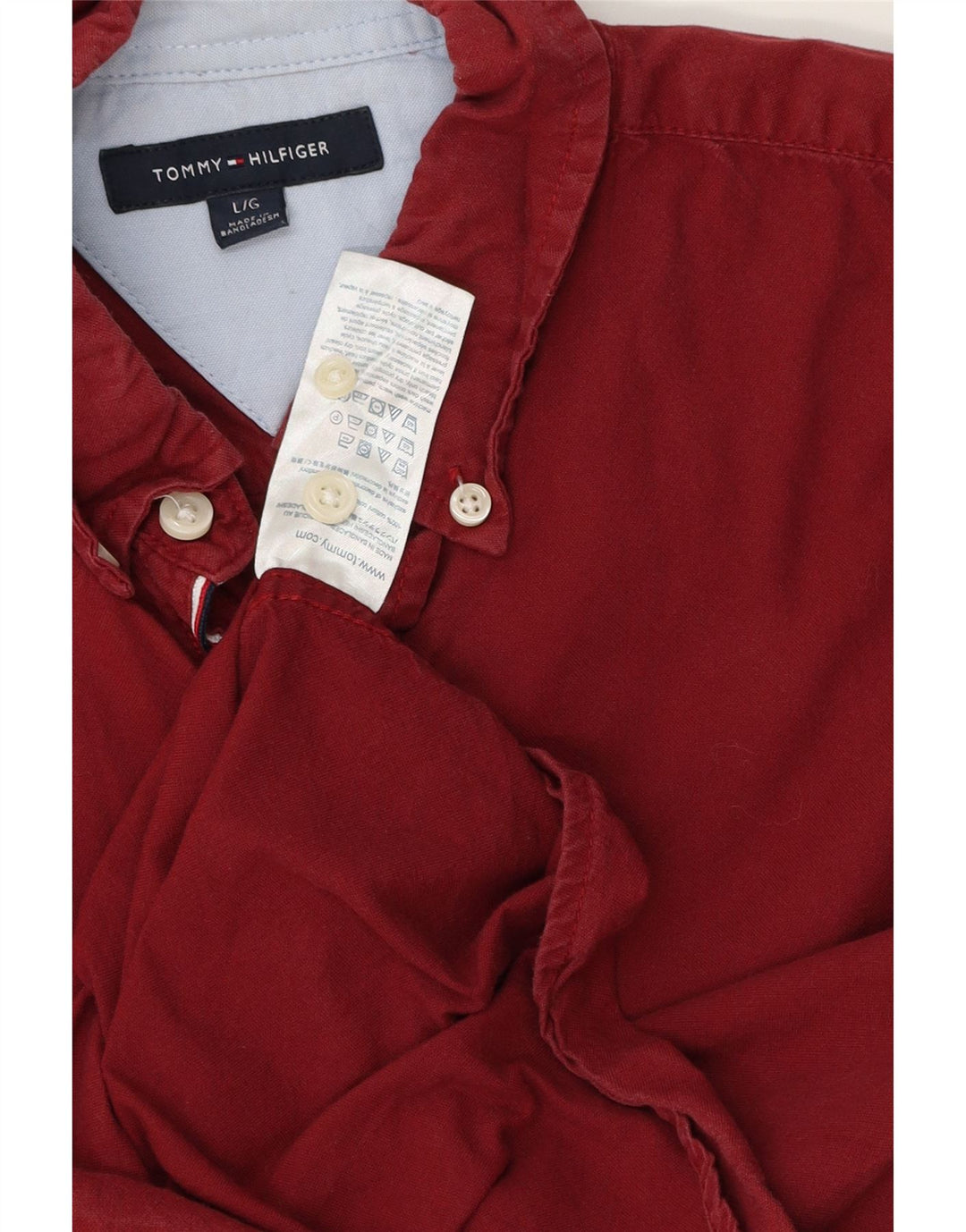 Camisa masculina TOMMY HILFIGER grande algodão Borgonha