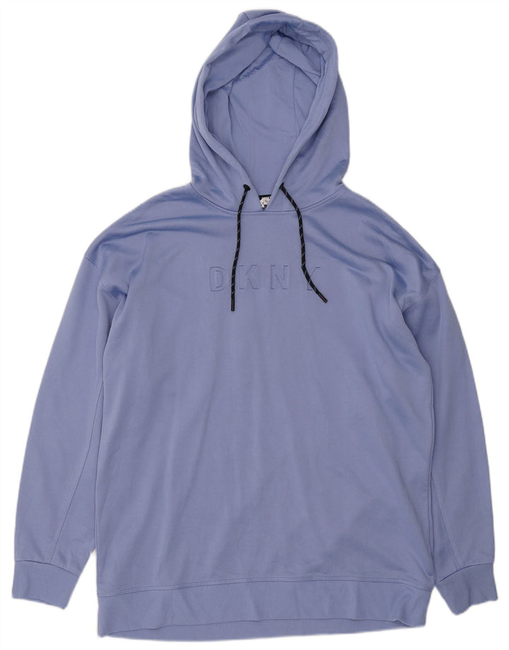 Suéter com capuz gráfico masculino DKNY poliéster azul médio