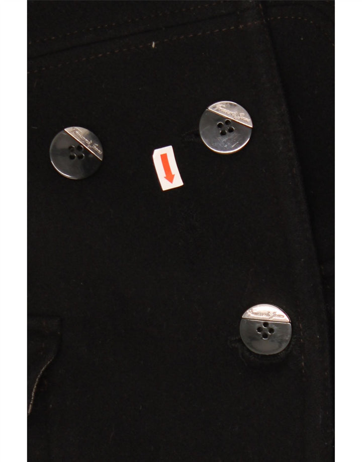 Trussardi Jeans Casaco feminino duplo breasted IT 44 lã preta média