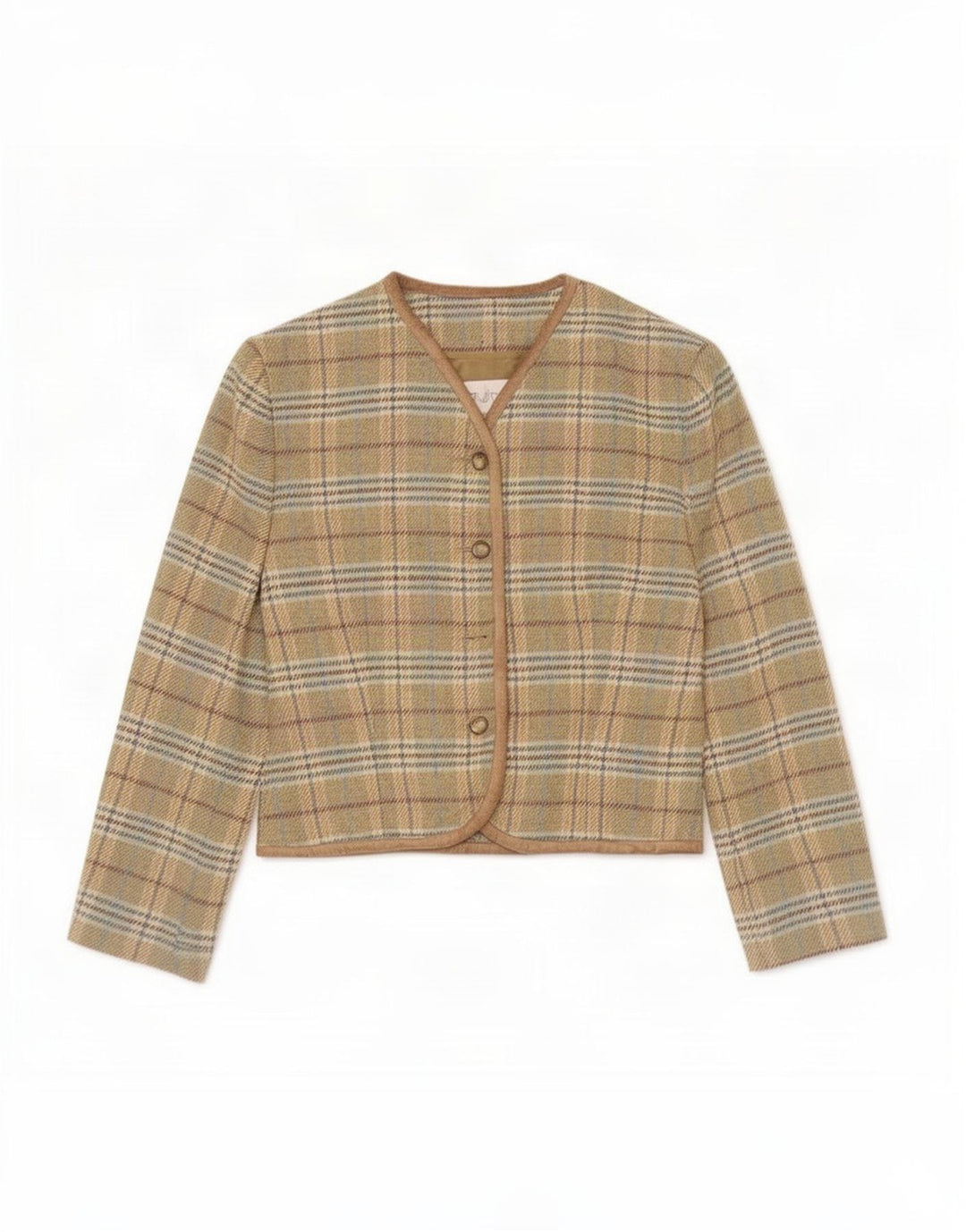 Jaqueta blazer feminina Byblos com 4 botões IT 46 grande lã xadrez marrom