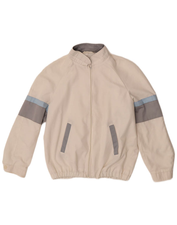 Jaqueta bomber feminina vintage IT 46 grande poliéster branco Colourblock