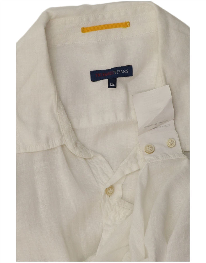 Camisa masculina Trussardi Jeans 3XL linho branco