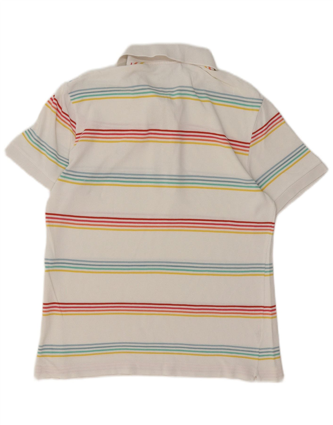 Camisa polo masculina LACOSTE tamanho 4 algodão listrado branco médio