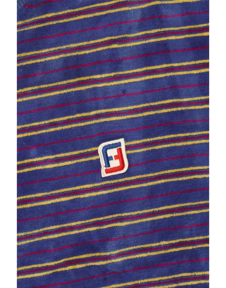 Camisola de veludo masculina vintage pequena listrada azul