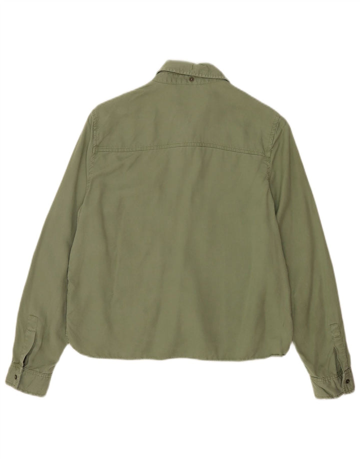 Camisa militar feminina Zara UK 10 pequena verde